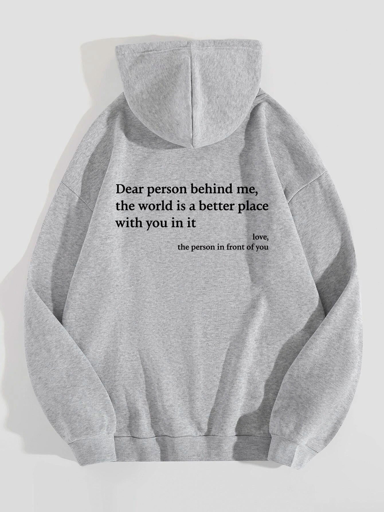 Kangaroo Pocket Drawstring Printed Hoodie